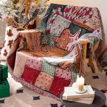 Couverture décorative multifonctionnelle en tricot jacquard de Noël