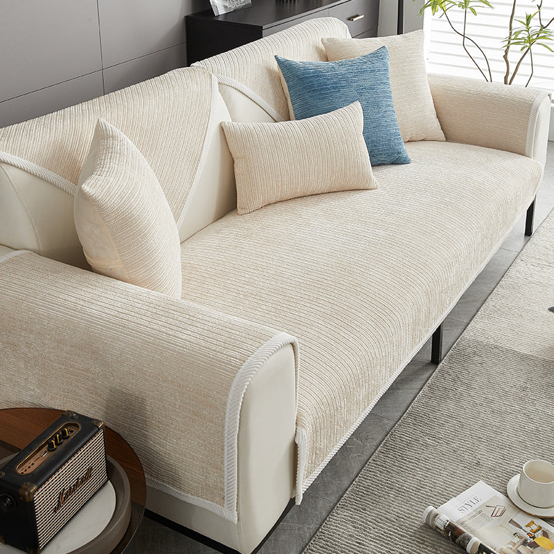 Housse de canapé sectionnelle en tissu chenille simple, étanche, antimicrobien et anti-rayures.