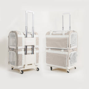 Sac de transport pour animaux à roulettes double couche spacieux pour plusieurs chats