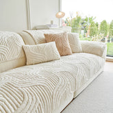 Housse de canapé moderne en peluche douce antidérapante motif géométrique