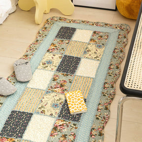 Tapis intérieur antidérapant en coton doux motif patchwork floral style campagne