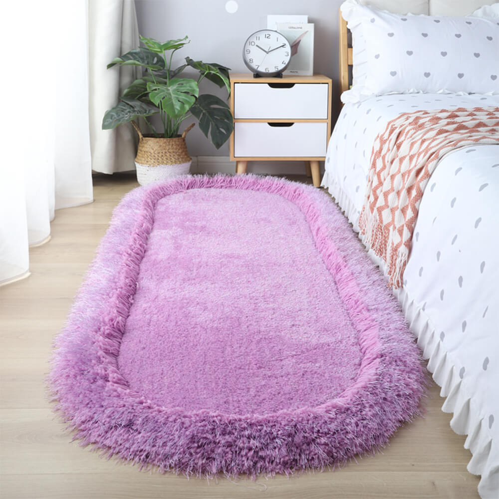 Tapis Shaggy Épais Ovale Fluffy pour Salon et Chevet