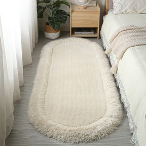 Tapis Shaggy Épais Ovale Fluffy pour Salon et Chevet