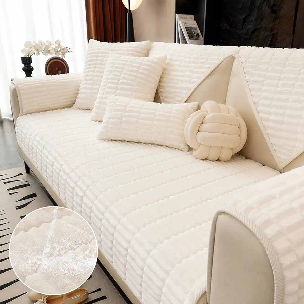 Housse de canapé en flanelle imperméable et confortable, protection antidérapante.