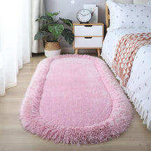 Tapis Shaggy Épais Ovale Fluffy pour Salon et Chevet