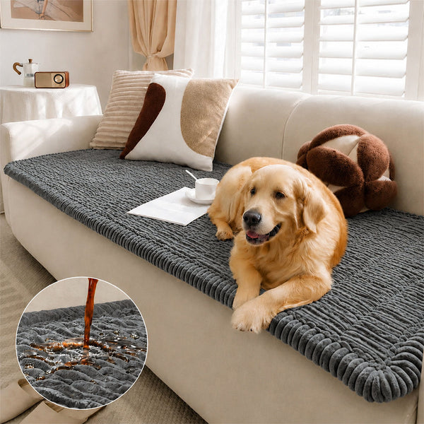 Tapis pour animaux en flanelle douce imperméable, respirant, anti-dérapant pour canapé.