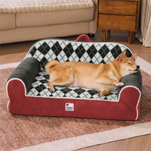Canapé Orthopédique en Sherpa matelassé en Diamant pour Chien & Chat - Cèdre Cocoa