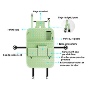 Sac de rangement suspendu écologique pour siège arrière de voiture pliable avec plateau