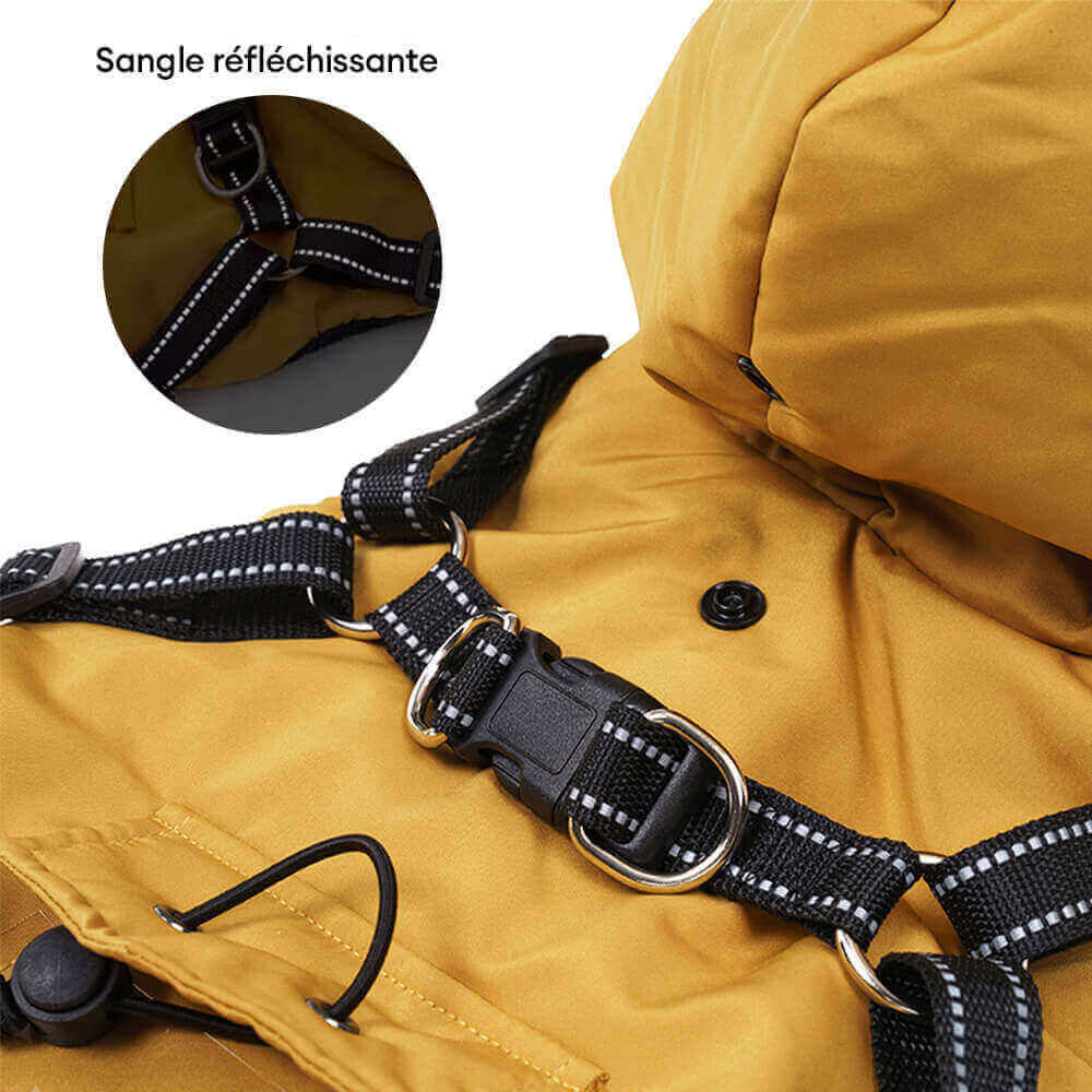 Veste harnais pour chien ajustable confortable et isolée avec capuche