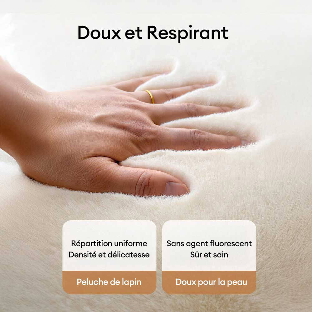 Tapis rond ultra doux en fausse fourrure de lapin pour chien et chat