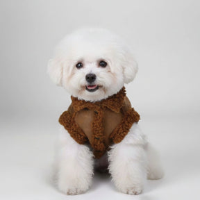 Veste pour chien en peau de mouton chaude et élégante pour l'hiver
