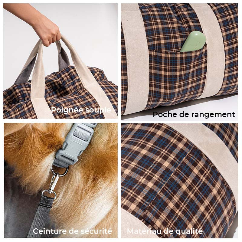 Siège de sécurité pour chien à plaid vintage