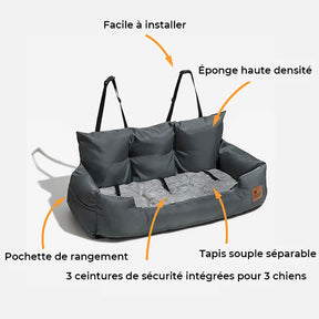 Siège Auto Imperméable et Sécurisé - Style Traversin pour Chiens Moyens et Grands