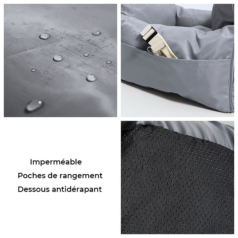 Siège Auto Imperméable et Sécurisé - Style Traversin pour Chiens Moyens et Grands