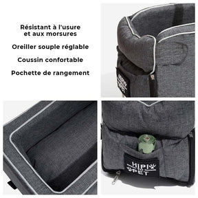 Siège de voiture portable pour animaux de compagnie en suède pour console centrale