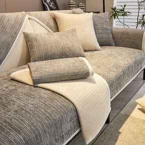 Housse de canapé sectionnelle en tissu chenille simple, étanche, antimicrobien et anti-rayures.