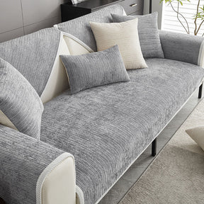 Housse de canapé sectionnelle en tissu chenille simple, étanche, antimicrobien et anti-rayures.