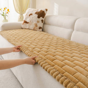 Tapis pour chien matelassé à motif de brique souple, couverture de canapé antidérapante