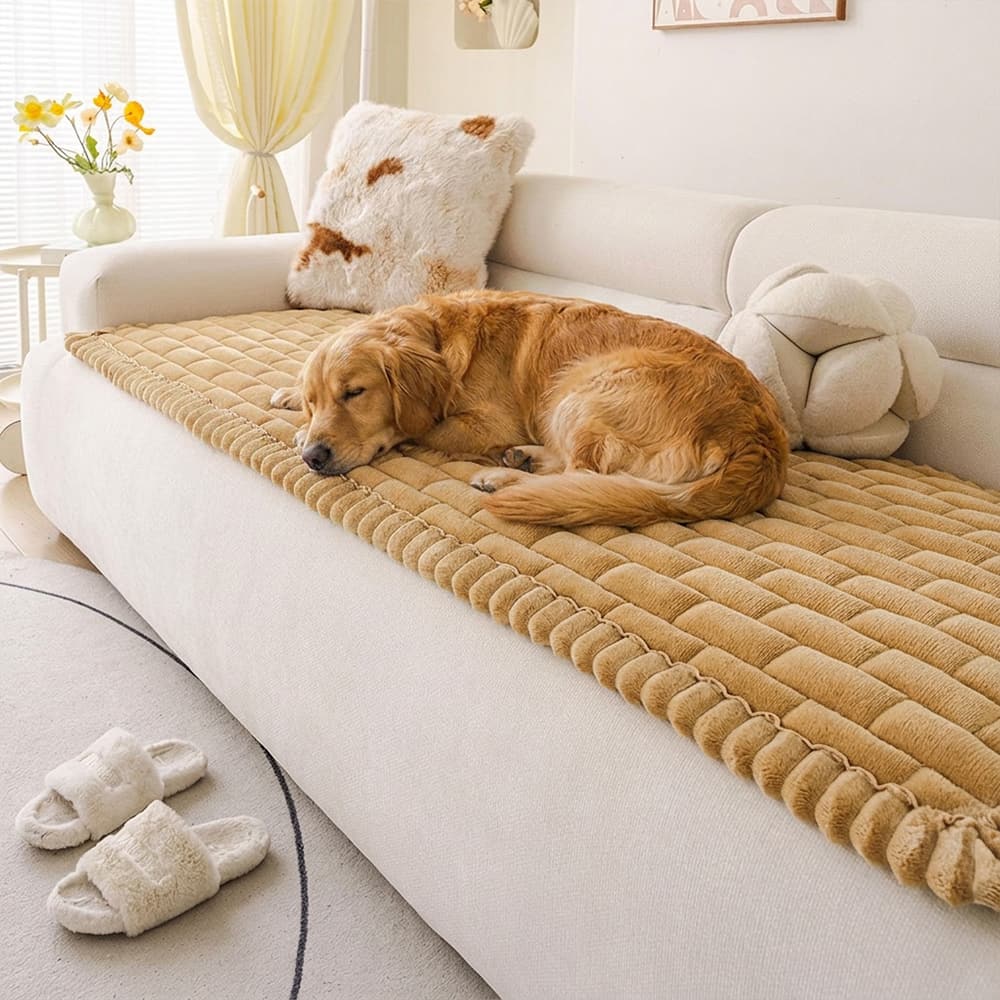 Tapis pour chien matelassé à motif de brique souple, couverture de canapé antidérapante