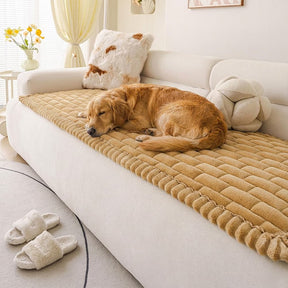 Tapis pour chien matelassé à motif de brique souple, couverture de canapé antidérapante