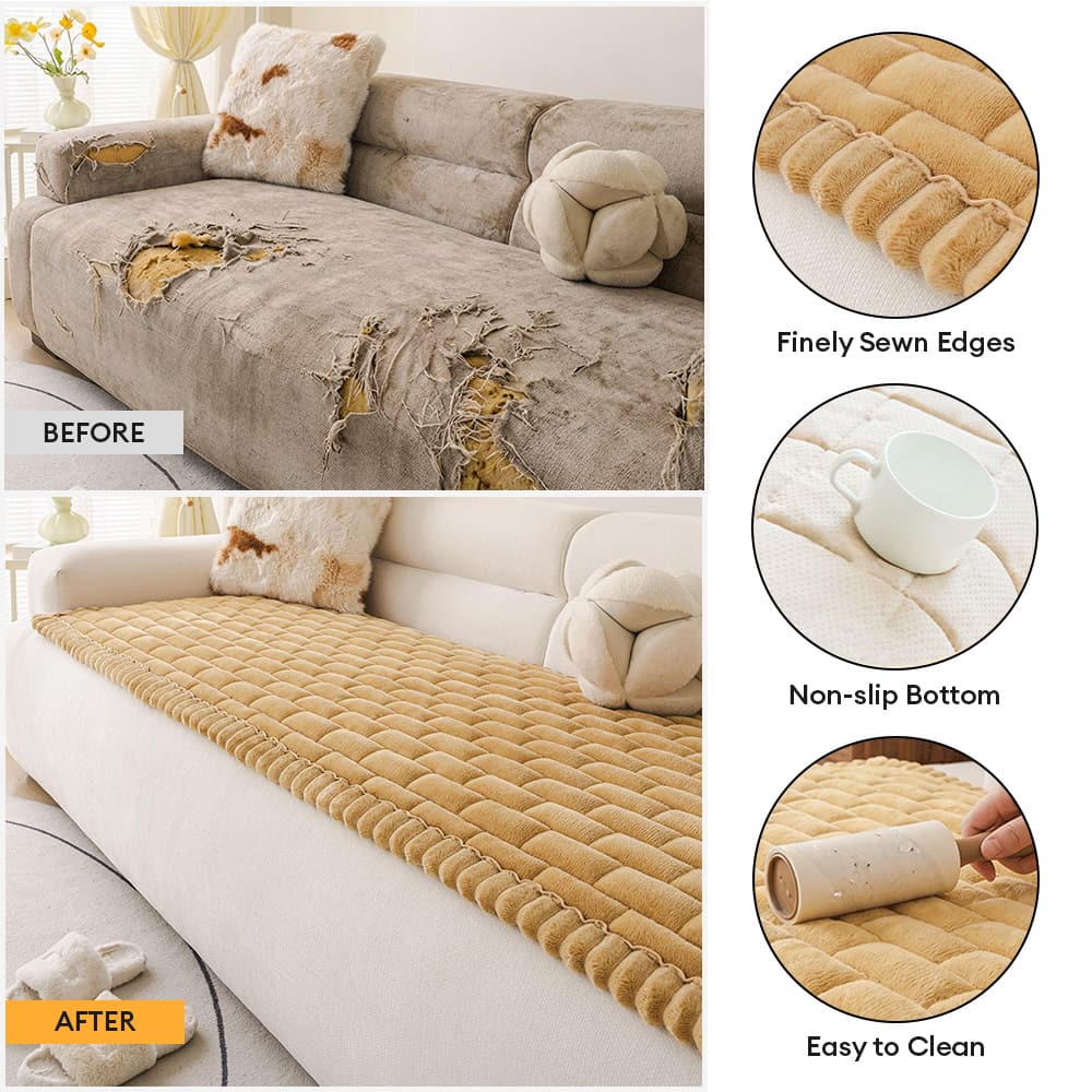 Tapis pour chien matelassé à motif de brique souple, couverture de canapé antidérapante