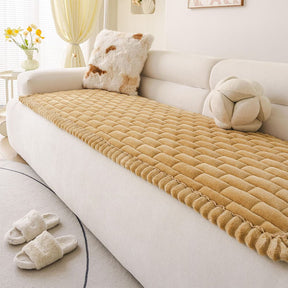 Tapis pour chien matelassé à motif de brique souple, couverture de canapé antidérapante