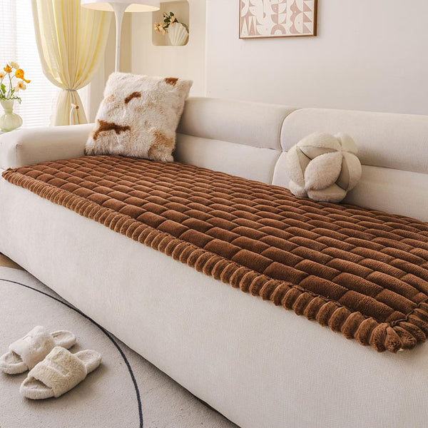 Tapis pour chien matelassé à motif de brique souple, couverture de canapé antidérapante