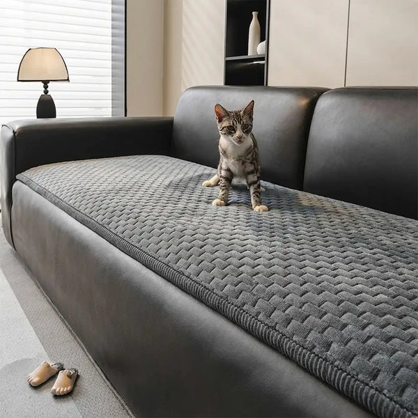 Tapis pour animaux en peluche douce, résistant aux griffures, housse de canapé antidérapante