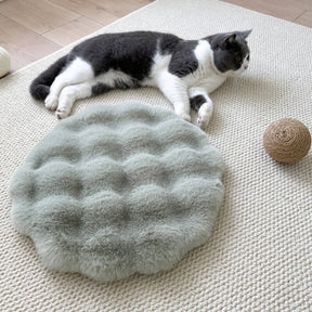 Tapis de couchage rond en peluche douce et chaude pour animaux de compagnie