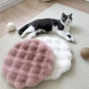 Tapis de couchage rond en peluche douce et chaude pour animaux de compagnie