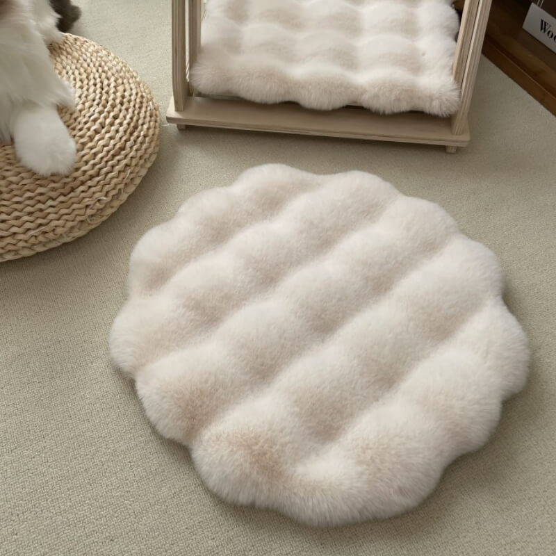 Tapis de couchage rond en peluche douce et chaude pour animaux de compagnie