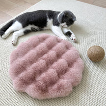 Tapis de couchage rond en peluche douce et chaude pour animaux de compagnie