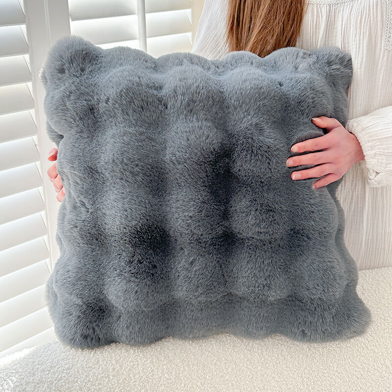 Coussin de canapé réversible en peluche douce