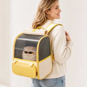 Sac à dos transporteur pour chat spacieux et léger avec fenêtre transparente
