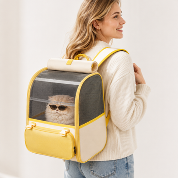 Sac à dos transporteur pour chat spacieux et léger avec fenêtre transparente