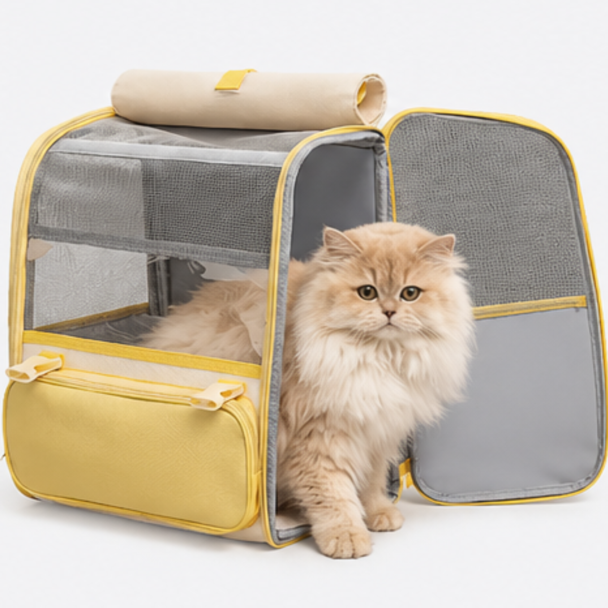 Sac à dos transporteur pour chat spacieux et léger avec fenêtre transparente