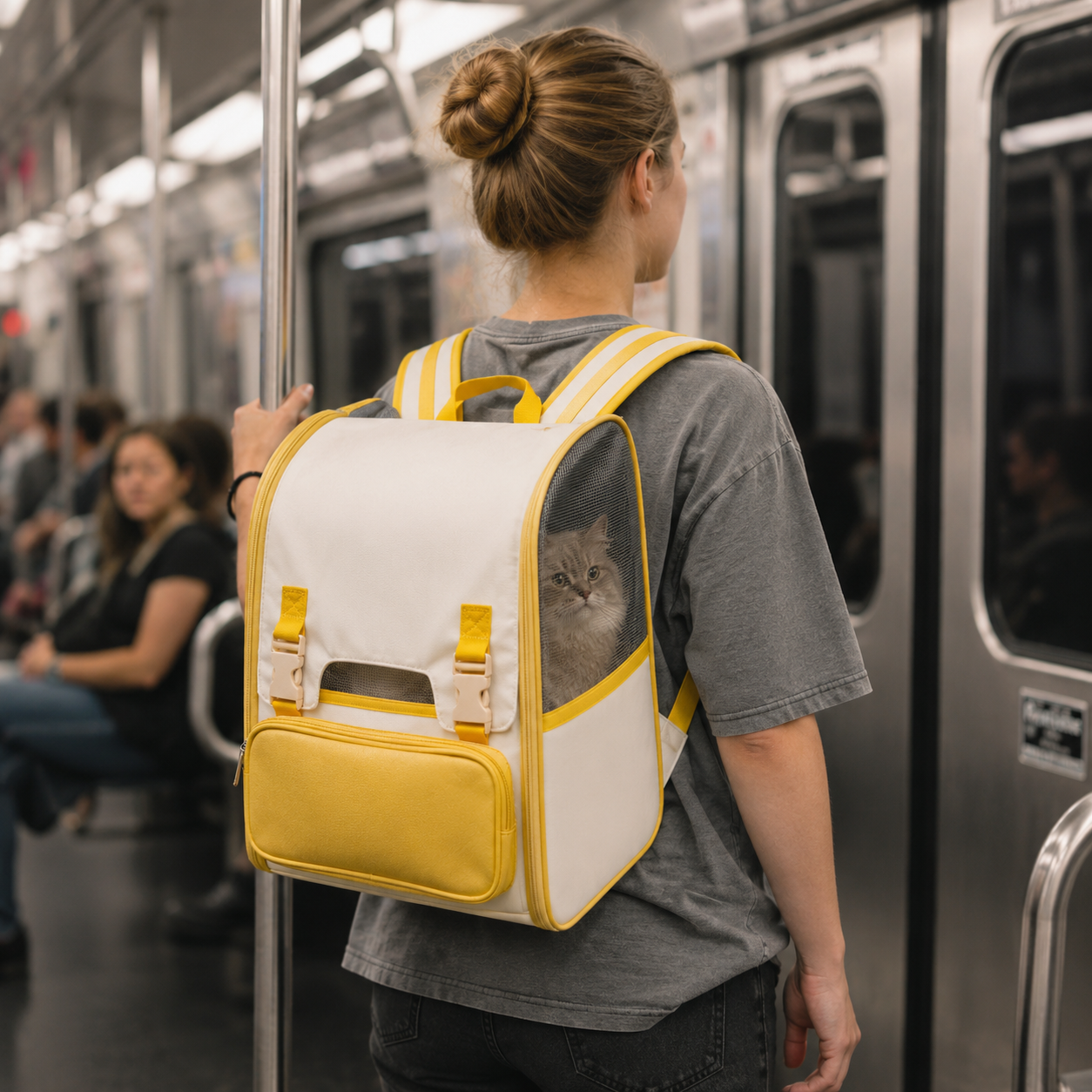 Sac à dos transporteur pour chat spacieux et léger avec fenêtre transparente