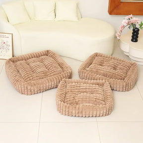 Lit pour chien peluche courte rayures carrées moelleux pour chiens petites et grandes tailles