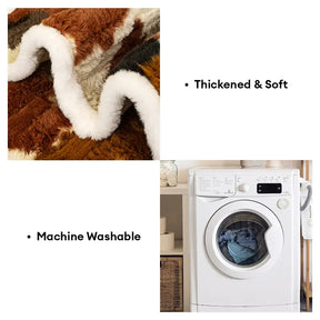 Housse de canapé en fausse fourrure de lapin, douce, antidérapante, de forme irrégulière et colorée.