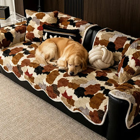 Housse de canapé en fausse fourrure de lapin, douce, antidérapante, de forme irrégulière et colorée.