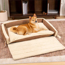 Grand lit confortable pour chien avec couverture pliable