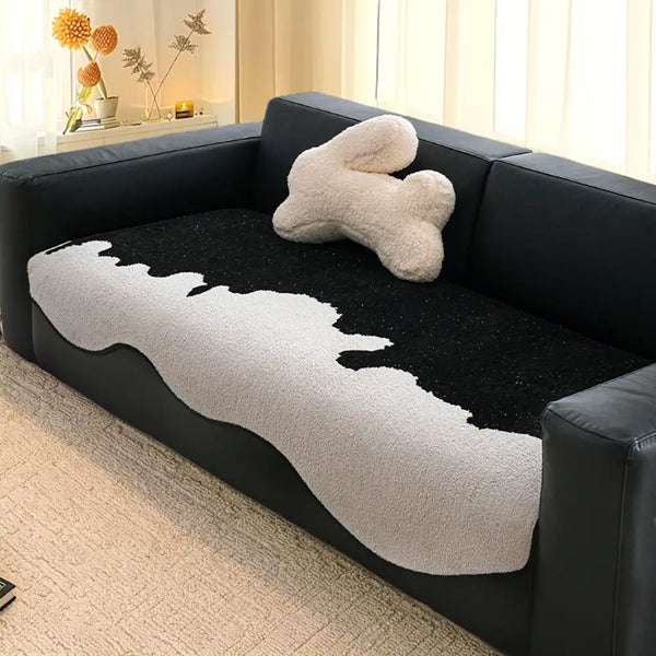 Housse de canapé non glissante en chenille contrastée irrégulière et stylée, résistant aux rayures.