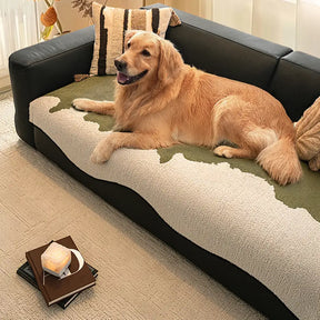 Housse de canapé non glissante en chenille contrastée irrégulière et stylée, résistant aux rayures.