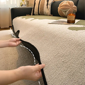 Housse de canapé non glissante en chenille contrastée irrégulière et stylée, résistant aux rayures.