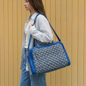 Sac de transport pour animaux stylé, matelassé, en patchwork, respirant et léger pour chien et chat.