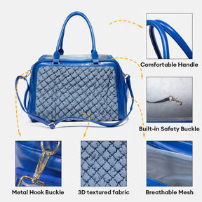 Sac de transport pour animaux stylé, matelassé, en patchwork, respirant et léger pour chien et chat.