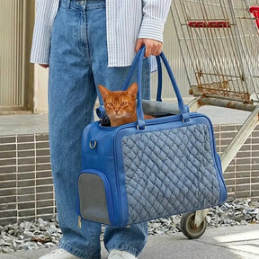 Sac de transport pour animaux stylé, matelassé, en patchwork, respirant et léger pour chien et chat.