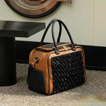 Sac de transport pour animaux stylé, matelassé, en patchwork, respirant et léger pour chien et chat.