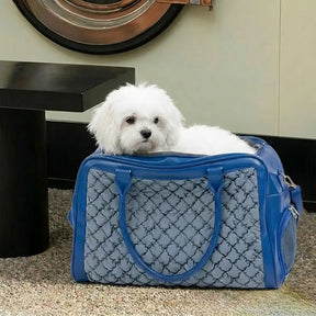 Sac de transport pour animaux stylé, matelassé, en patchwork, respirant et léger pour chien et chat.