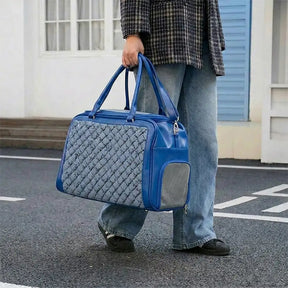 Sac de transport pour animaux stylé, matelassé, en patchwork, respirant et léger pour chien et chat.
